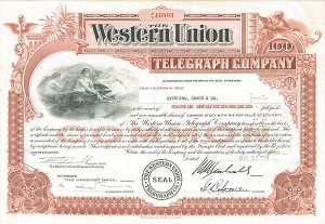 Western Union Telegraph Co. - Stock Certificate